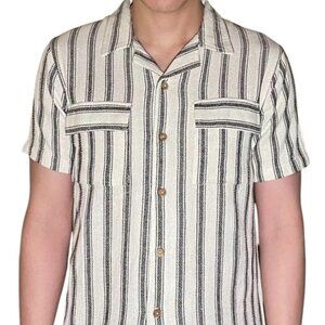 Soulstar Beige with Black Stripe Textured Weave Shirt
